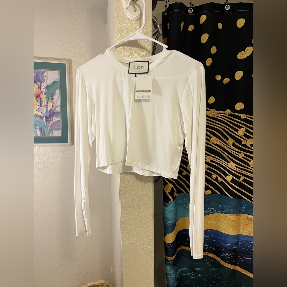 Alexie White Fitted Crop Blouse with Peter Pan Collar